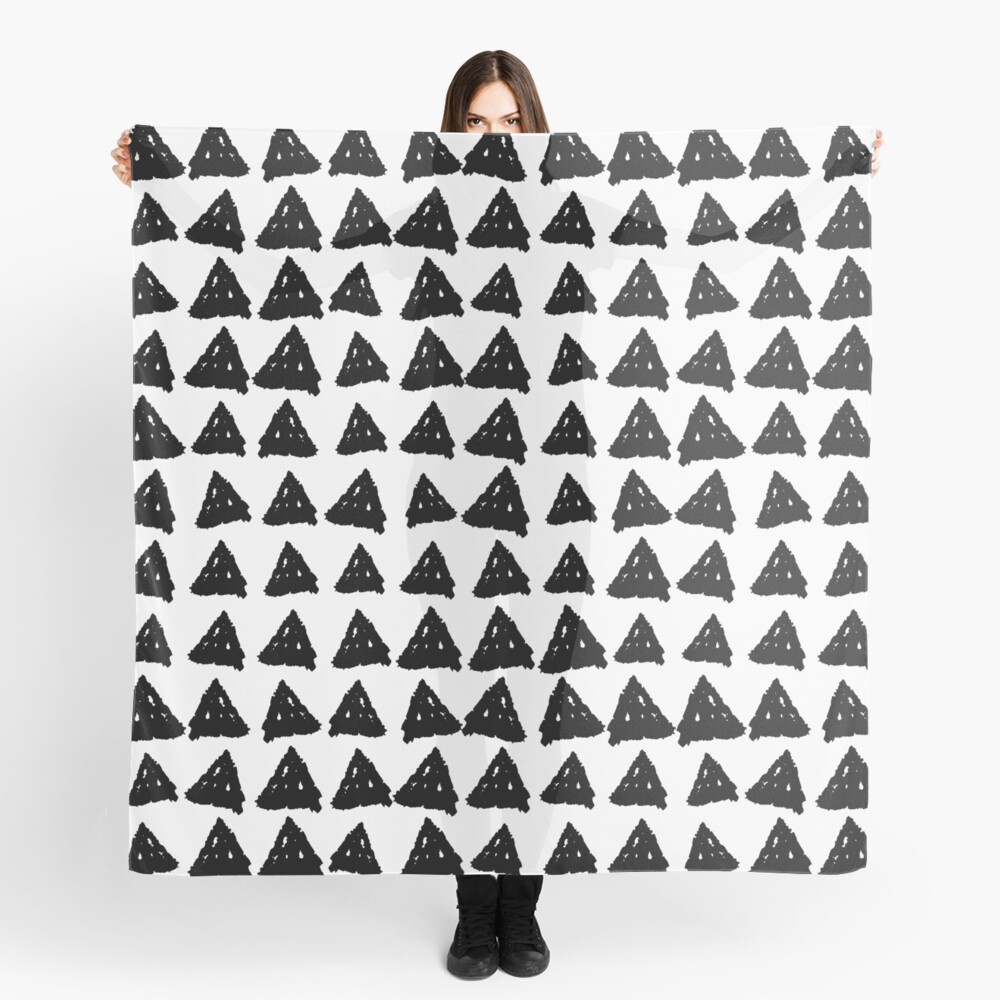 Classic pattern with triangles, texture grunge crayons ink. black White Scarf