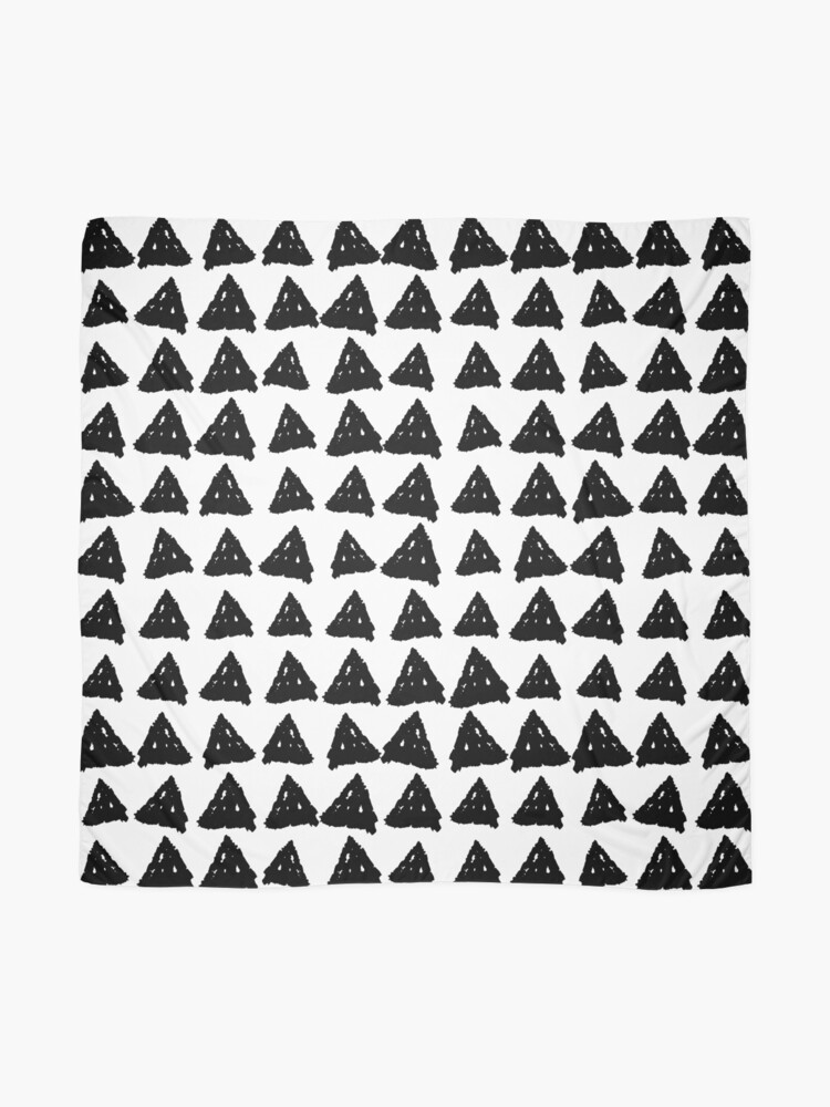 Alternate view of Classic pattern with triangles, texture grunge crayons ink. black White Scarf