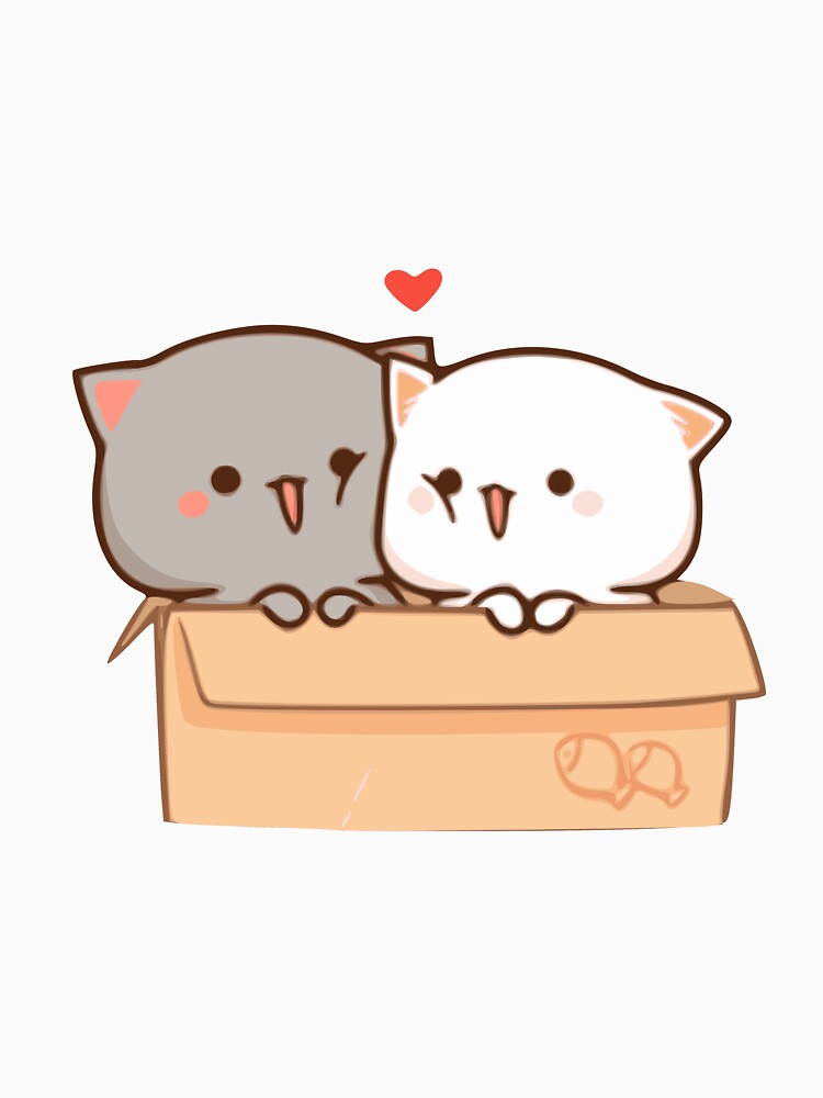 Goma And Peach : "Peach sitting on Goma - Mochi Peach Cat" Throw Pillow