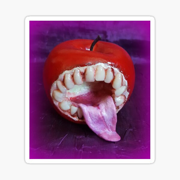 Horror Apple Sculpture ~ Lady Scream  Glossy Sticker