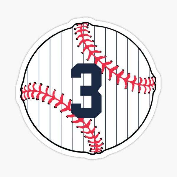 Number 3 Pinstripe Baseball Design Sticker