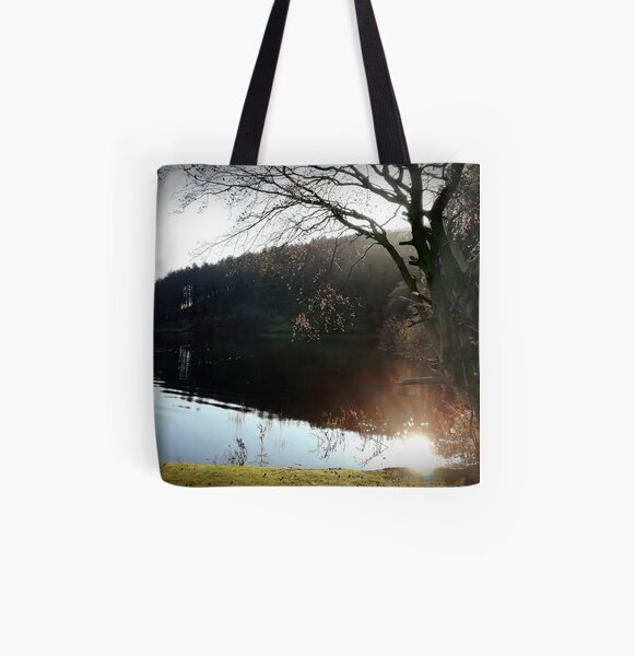 Calm Water - Derwent Reservoir, Derbyshire Peak District, U.K. All Over Print Tote Bag