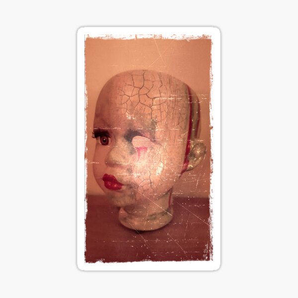 Cracked Creepy Horror Doll ~ Lady Scream Sticker