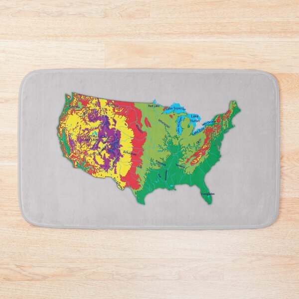 Item preview, USA detailed physical map topographic map of USA with Major Lakes and Rivers designed and sold by mashmosh.