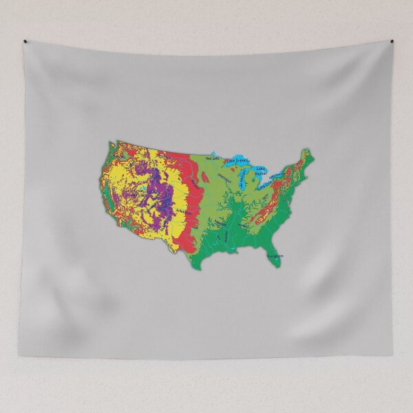 Item preview, USA detailed physical map topographic map of USA with Major Lakes and Rivers designed and sold by mashmosh.
