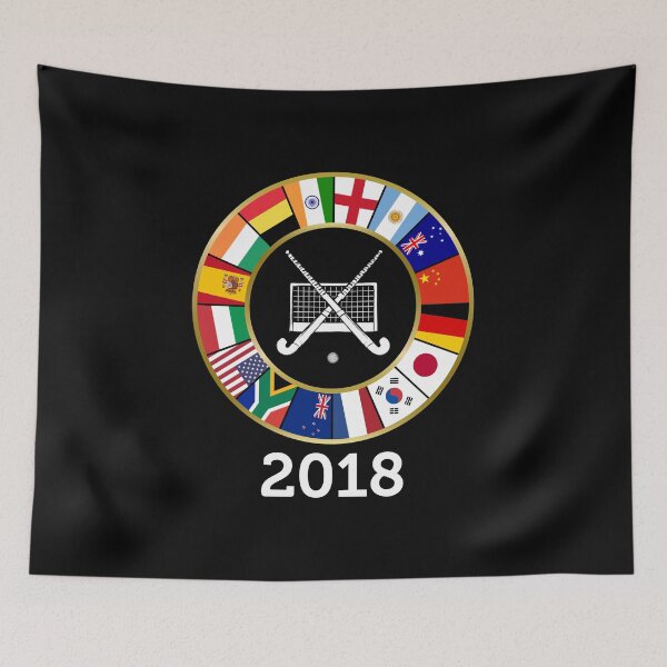 Item preview, Field Hockey Country Flags 2018 with Hockey Sticks and Goal designed and sold by phoxydesign.