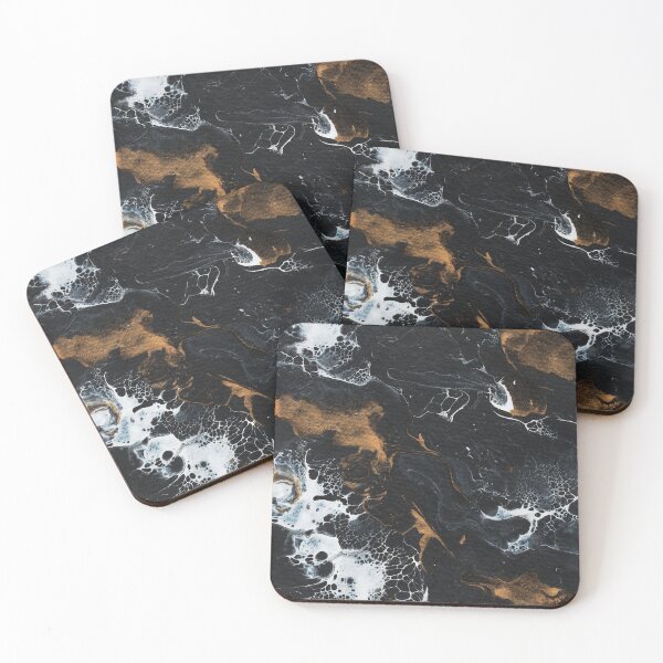 Item preview, Abstract Acrylic Pour Black Gold White designed and sold by Cleave.