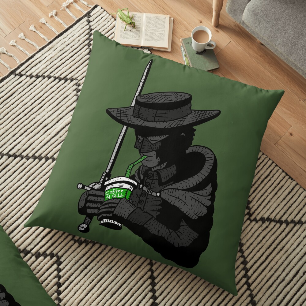 zorro, justice, no.. coffee for all. masked hero. Floor Pillow