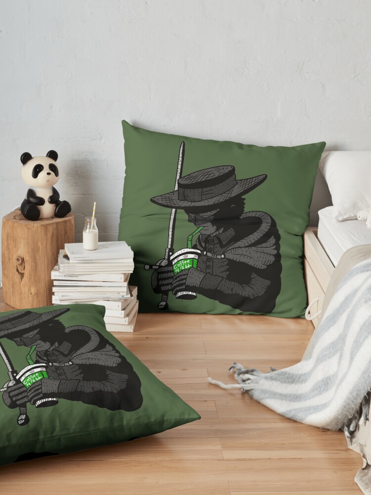 Alternate view of zorro, justice, no.. coffee for all. masked hero. Floor Pillow