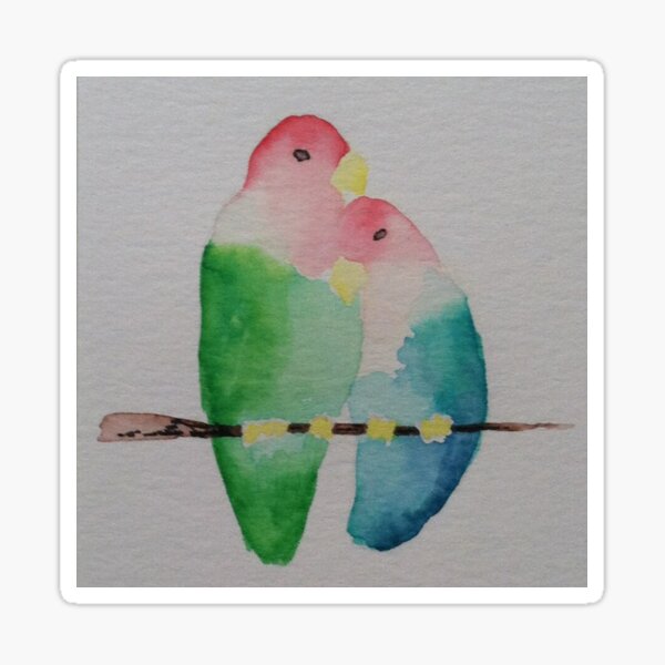 Cute Colorful Lovebirds Sticker