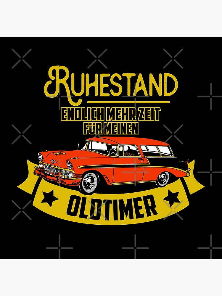 Metallbild mit Rentner Oldtimer Auto Rente Lustig Cool Geschenk