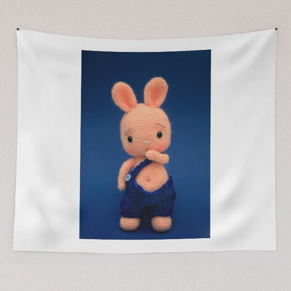Item preview, cute toy hare in blue trousers designed and sold by olena2552.