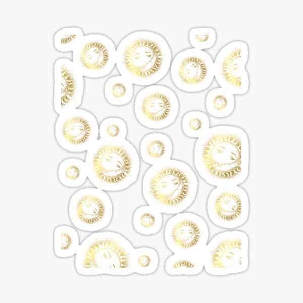 Gold Sun & Moon Dot work Pattern Sticker