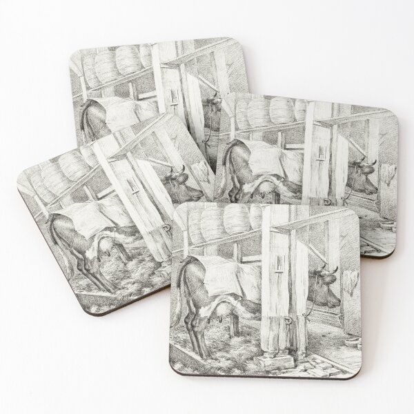 Item preview,  Cow in a sty illustration designed and sold by Vintage Designs +.