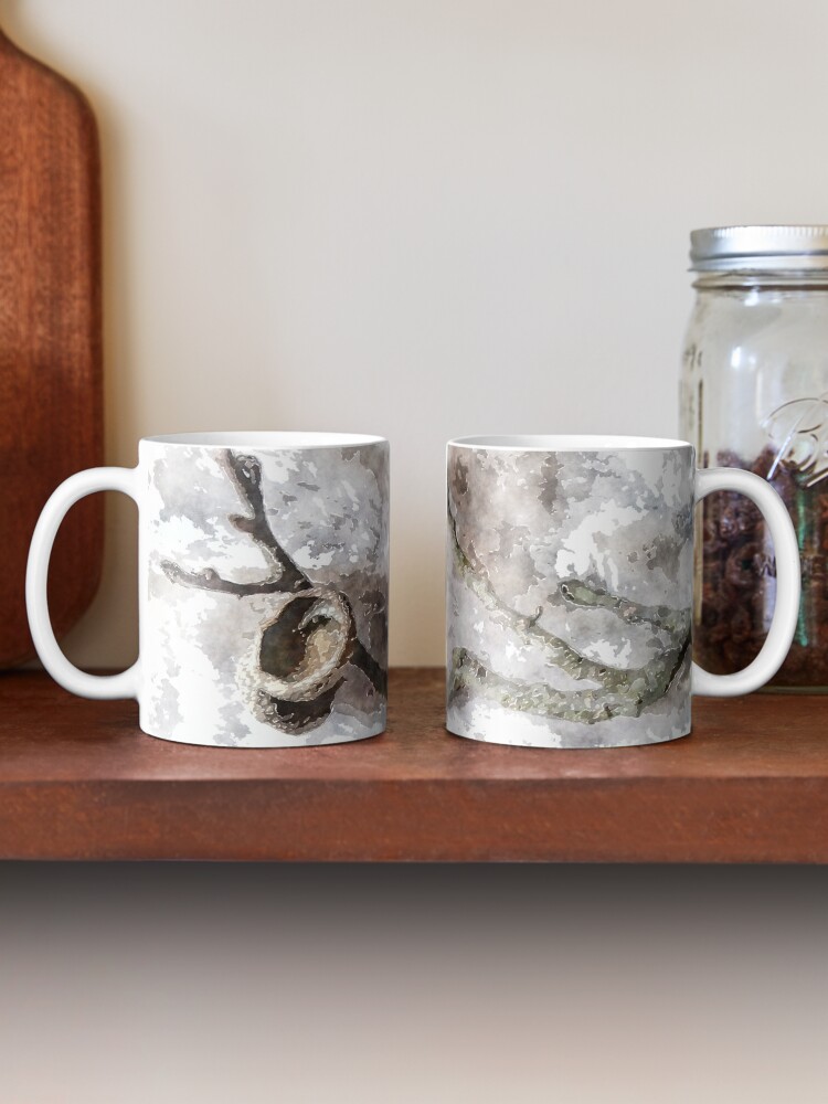Alternate view of watercolor style Oak twig and acorn cap Mug