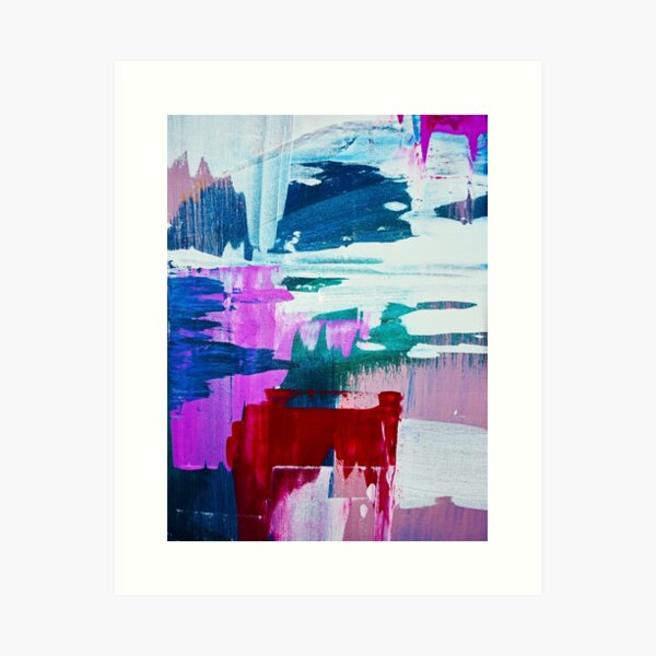 First Bloom: a vibrant abstract piece in blues, purple, and red by Alyssa Hamilton Art Art Print