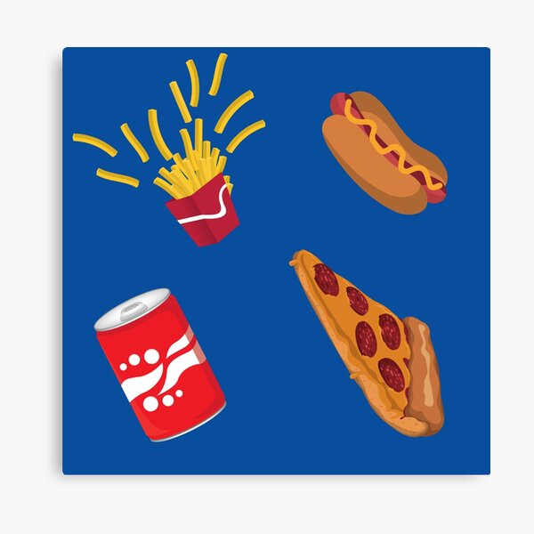 Fast Food Drive Thru Fries Pizza Hot Dog Soda Pattern Canvas Print