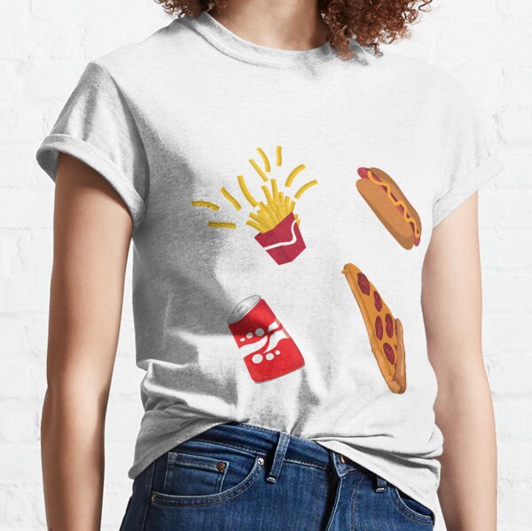 Fast Food Drive Thru Fries Pizza Hot Dog Soda Pattern Classic T-Shirt