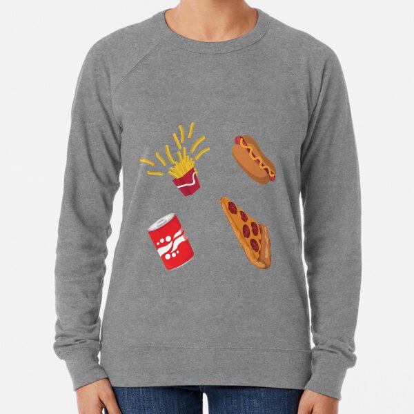 Fast Food Drive Thru Fries Pizza Hot Dog Soda Pattern Lightweight Sweatshirt