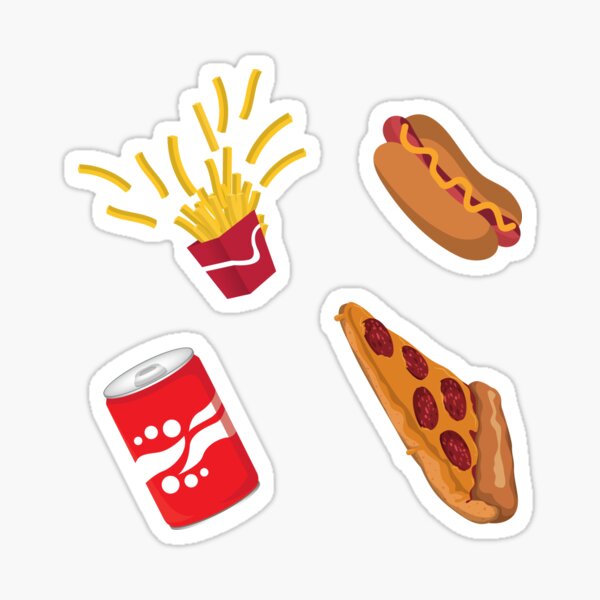 Fast Food Drive Thru Fries Pizza Hot Dog Soda Pattern Sticker