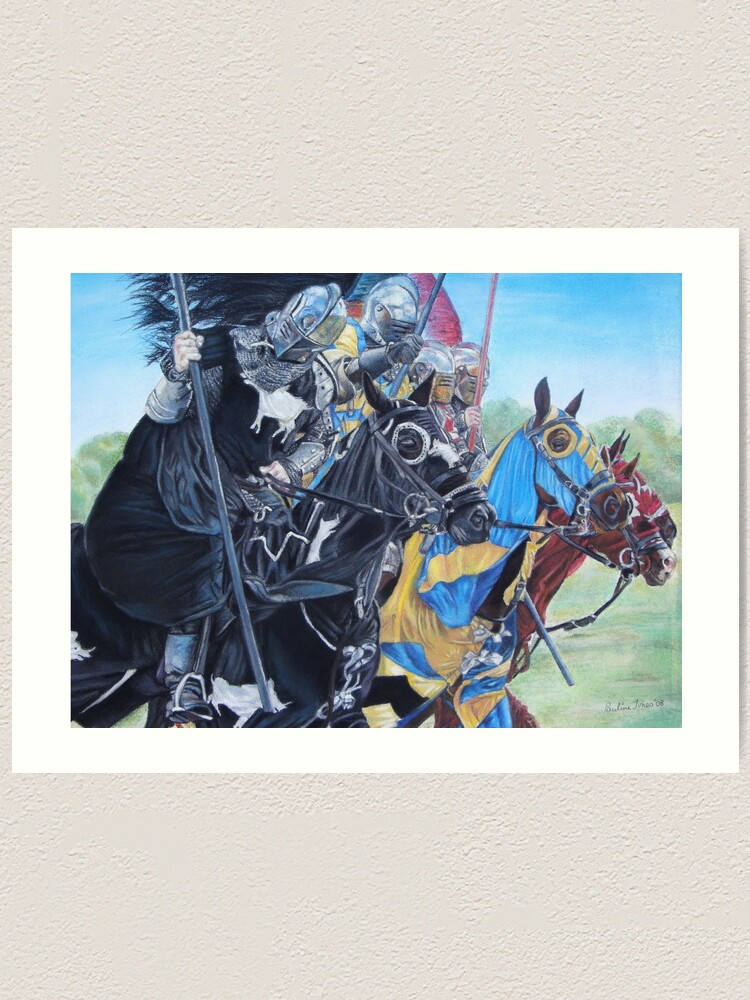 Mittelalterliche Ritter Auf Pferden Historische Kunst Turnier Kunstdruck Von Pollywolly Redbubble