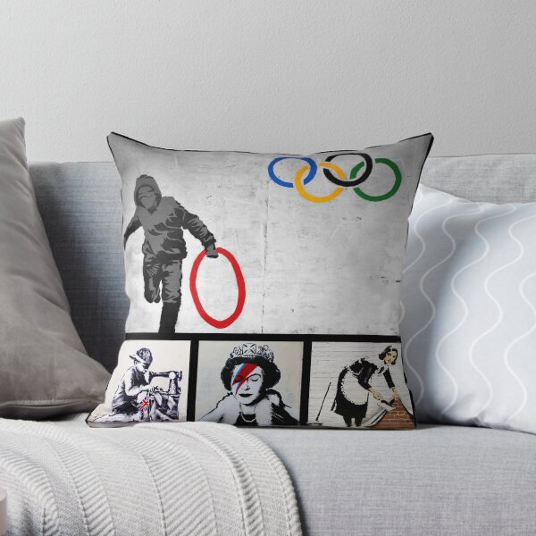 Banksy Merchandise, Banksy Art Montage 02 Throw Pillow