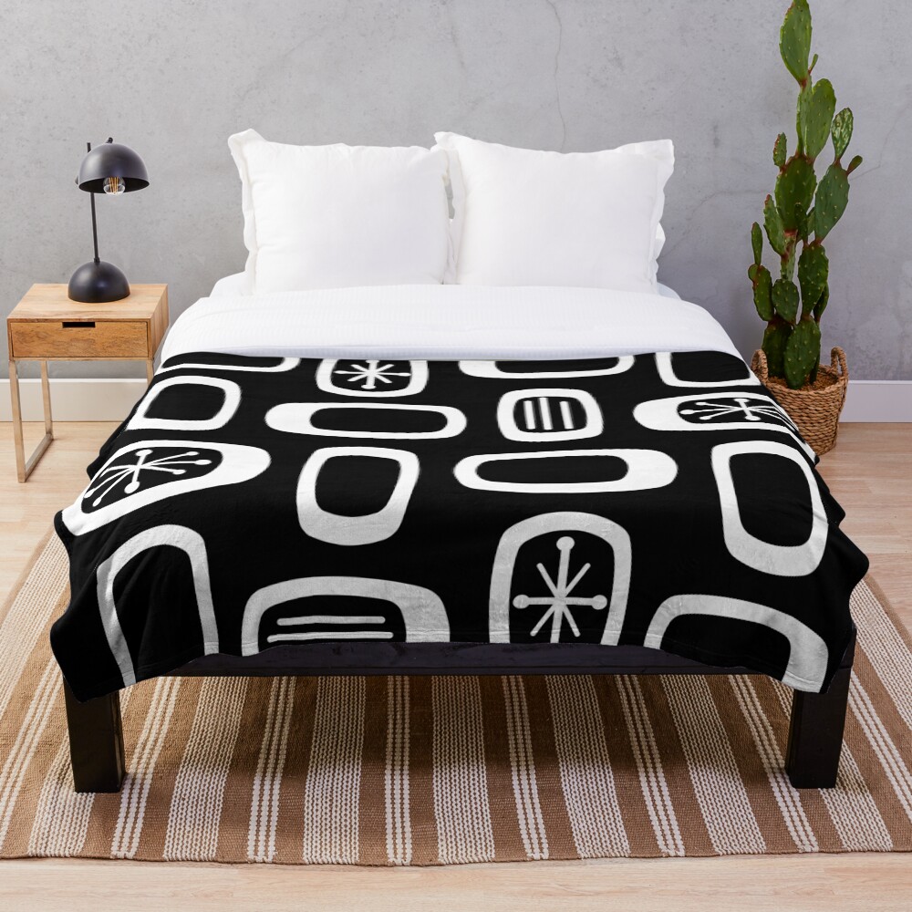 "Midcentury MCM Rounded Rectangles Black" Throw Blanket for Sale by ...