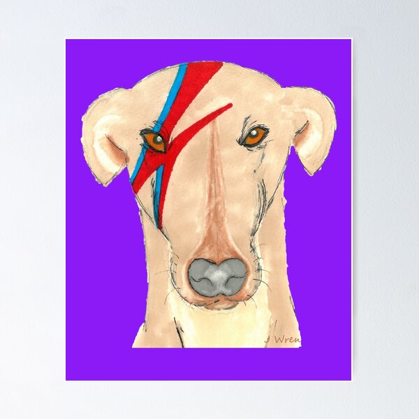 Item preview, Ziggy Stardog Purple - Greyhound Ziggy with a purple background designed and sold by JaneWrenArt.