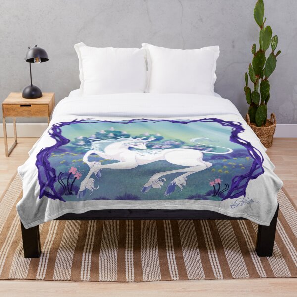 Unicorn lying in framed wood Throw Blanket