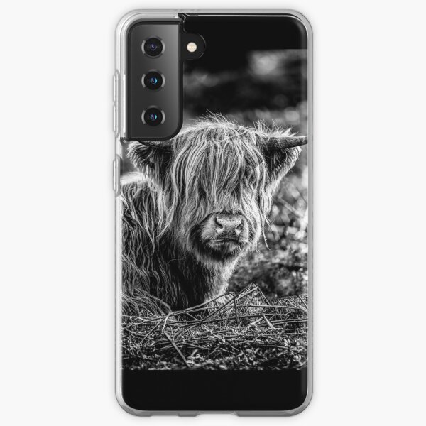 Highland Cow Black and White Samsung Galaxy Soft Case