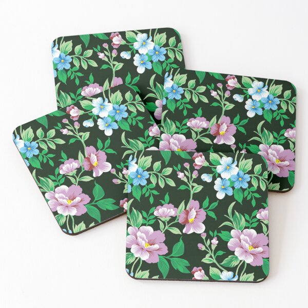 Item preview, Gorgeous Purple and Blue Floral on Black Background designed and sold by pugmom4.