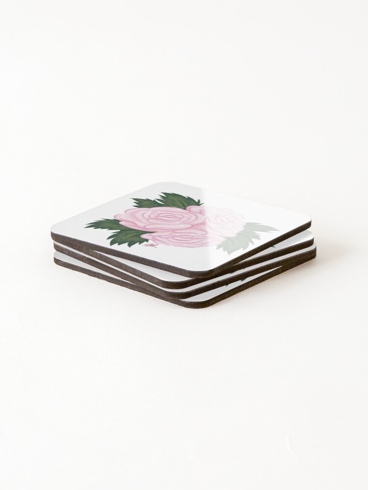 Thumbnail 4 of 5, Coasters (Set of 4), Pink Roses designed and sold by KobieB.