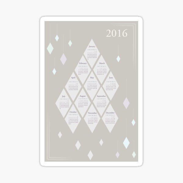 2016 Calendar - Diamonds Sticker