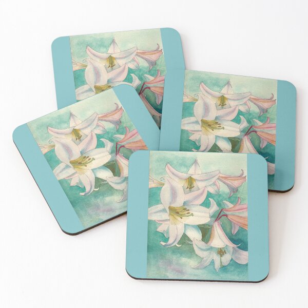 Item preview, Pale pink lilies watercolour painting designed and sold by esvb.