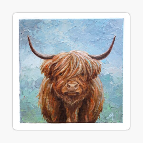Scottish Highland Cow Painting Sticker
