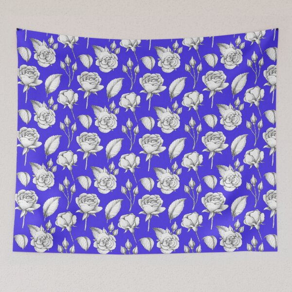 Item preview, Vintage White Roses on Royal Blue designed and sold by GraphicAllusion.