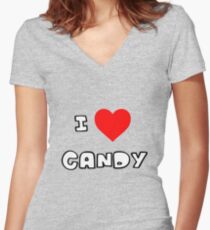 I Heart Candy Women's Fitted V-Neck T-Shirt
