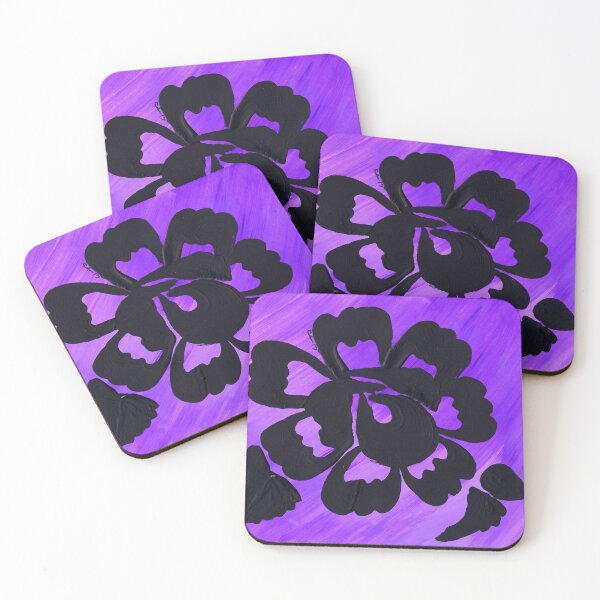 Item preview, Purple Silhouette Rose in Bloom, Floral Art, Handpainted Flower, Neon Flora designed and sold by LCAppling.