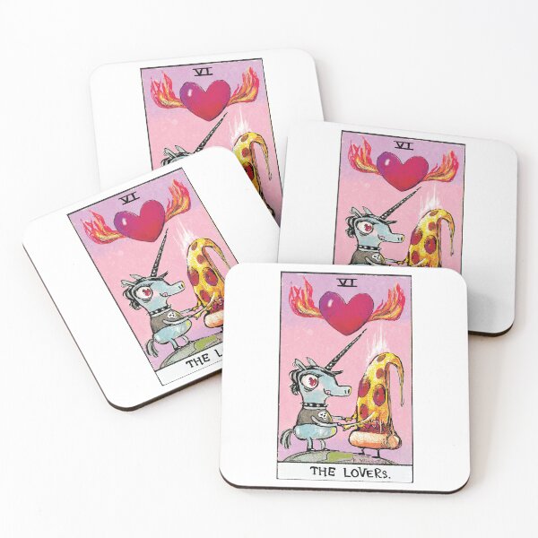 Artikelvorschau, "The Lovers" (Pizza Love) aus der Stabby Unicorn Tarot Collection entworfen und verkauft von kazwindness.