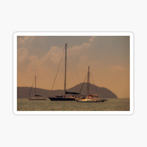 Boats at Ao Yon Beach Sticker