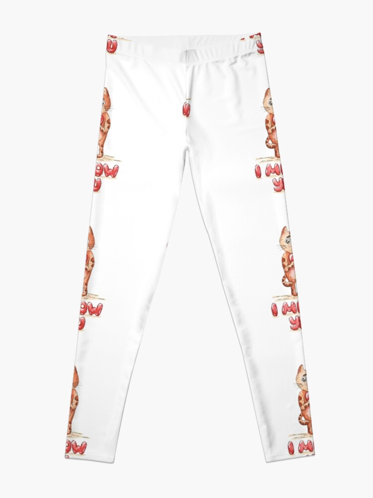Alternate view of Hand drawn cute cat with heart - watercolor Valentine's Day illustration Leggings