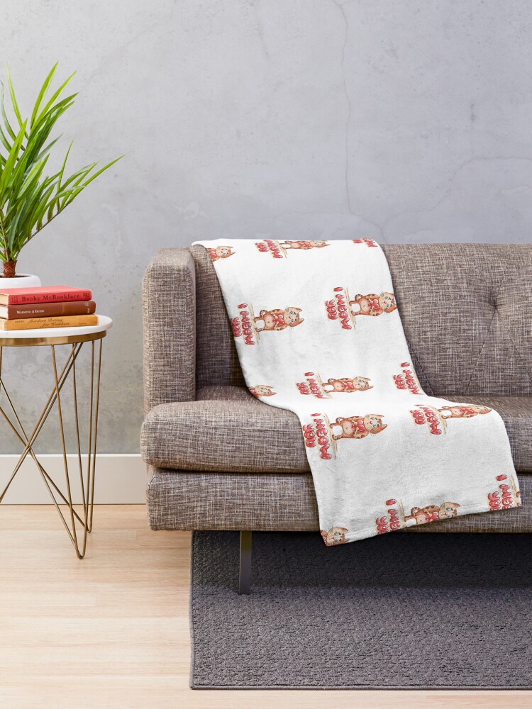 Alternate view of Hand drawn cute cat with heart - watercolor Valentine's Day illustration Throw Blanket