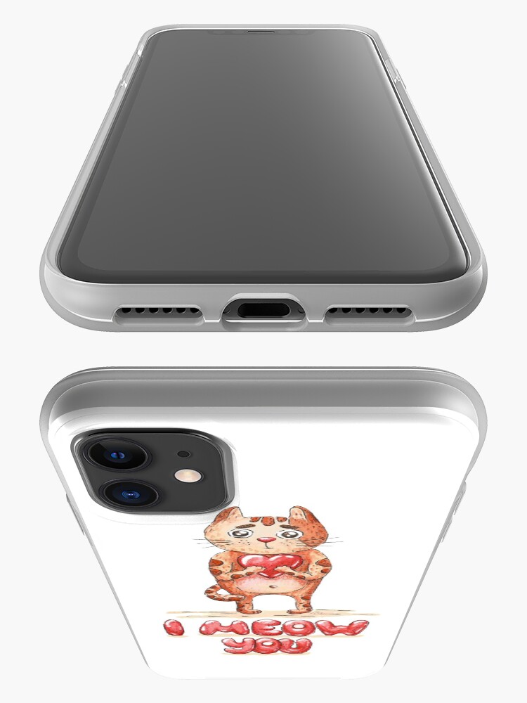 Alternate view of Hand drawn cute cat with heart - watercolor Valentine's Day illustration iPhone Case & Cover