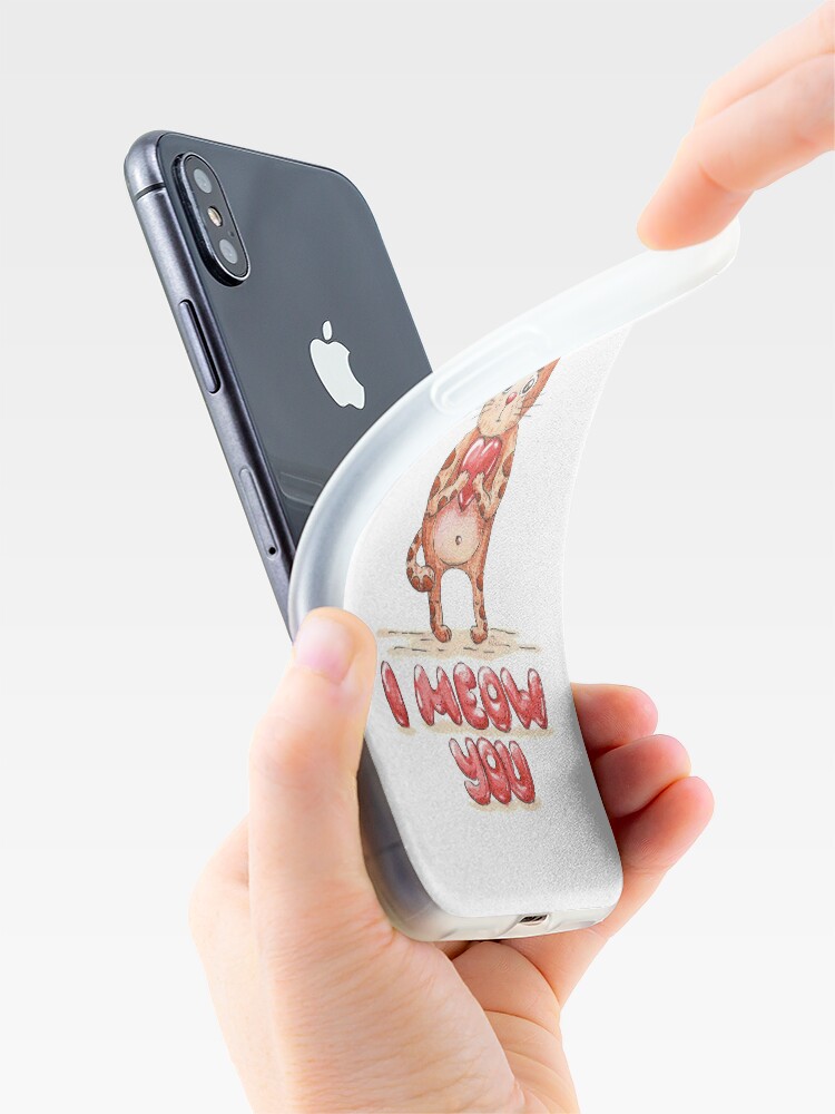 Alternate view of Hand drawn cute cat with heart - watercolor Valentine's Day illustration iPhone Case & Cover