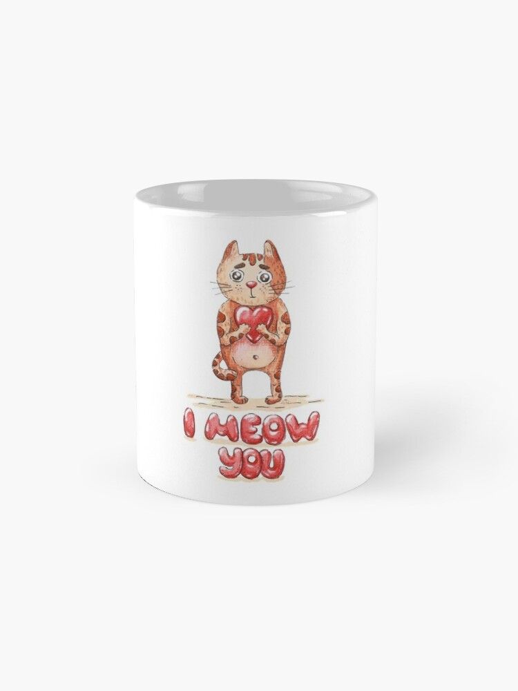 Alternate view of Hand drawn cute cat with heart - watercolor Valentine's Day illustration Mug