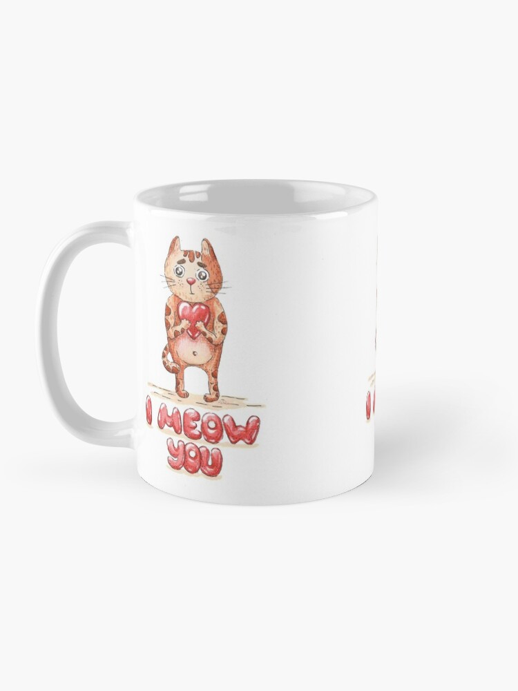 Alternate view of Hand drawn cute cat with heart - watercolor Valentine's Day illustration Mug