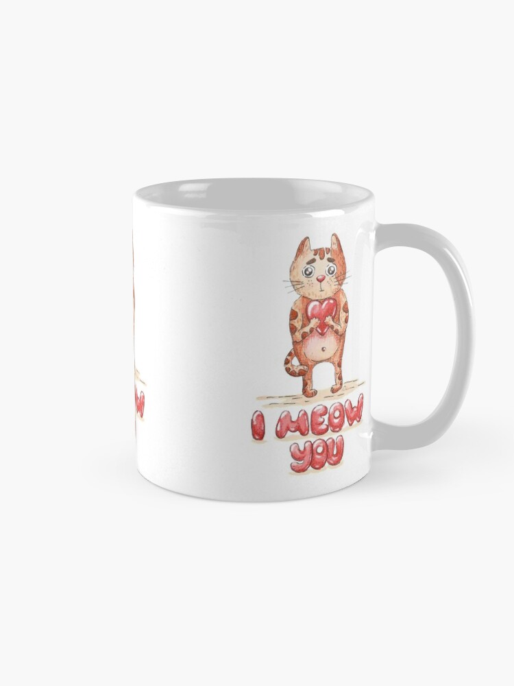 Alternate view of Hand drawn cute cat with heart - watercolor Valentine's Day illustration Mug