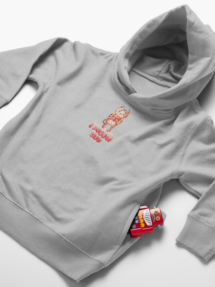 Alternate view of Hand drawn cute cat with heart - watercolor Valentine's Day illustration Toddler Pullover Hoodie