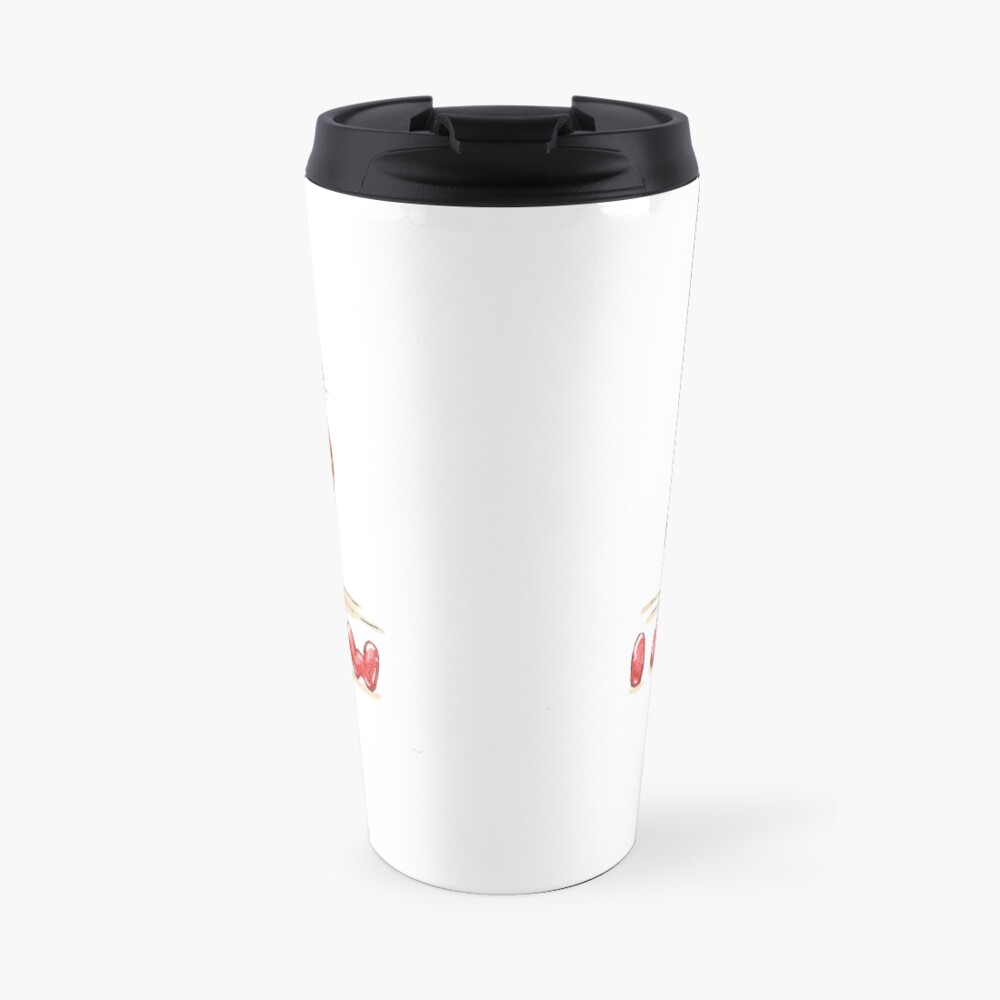 Hand drawn cute cat with heart - watercolor Valentine's Day illustration Travel Mug