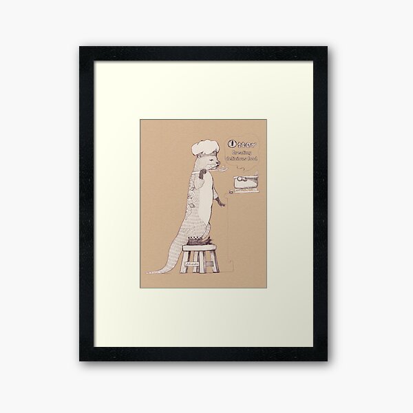 Creating delicious food - Otter-Burlywood Framed Art Print